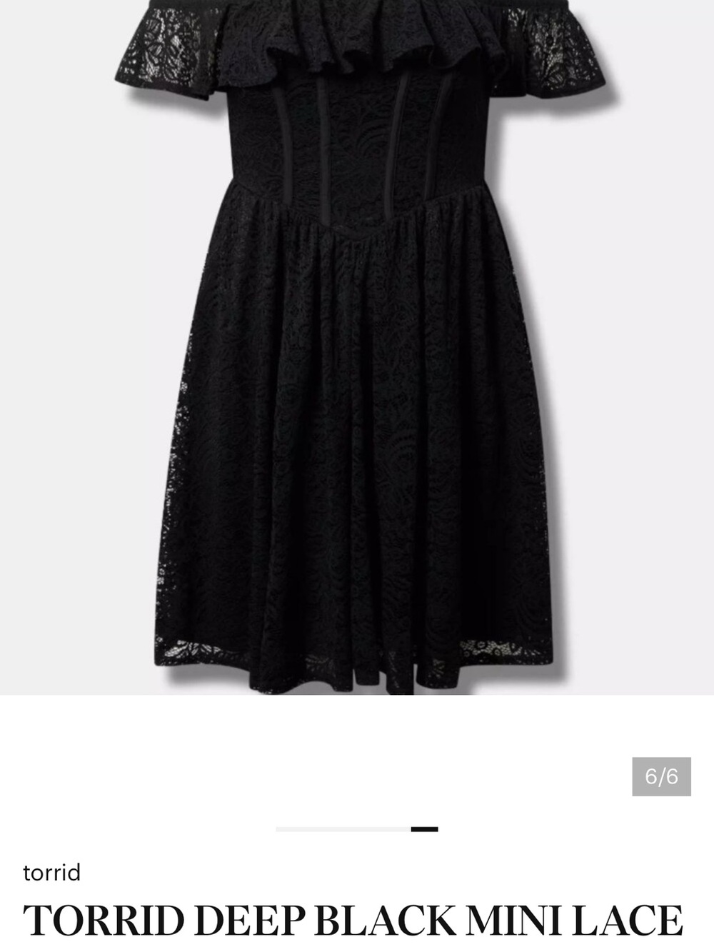 torrid Black Lace Off-Shoulder Midi Dress Size 1 NWT